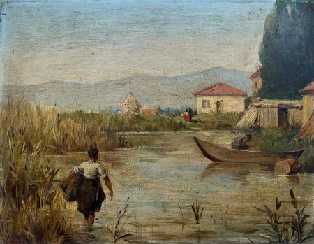 Quadro di Giuseppe Capineri Paesaggio - olio tavola 